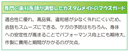 専門の歯科医師が調整したカスタムメイドのマウスガード