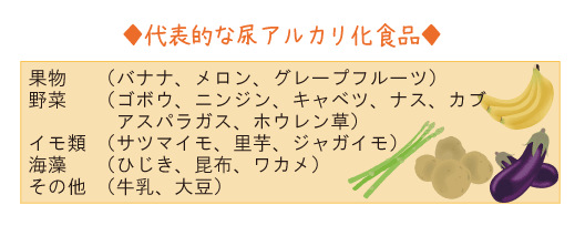 代表的な尿アルカリ化食品