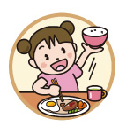 元気に食事している女の子