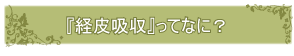 『経皮吸収』ってなに？