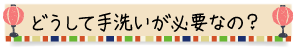 どうして手洗いが必要なの？